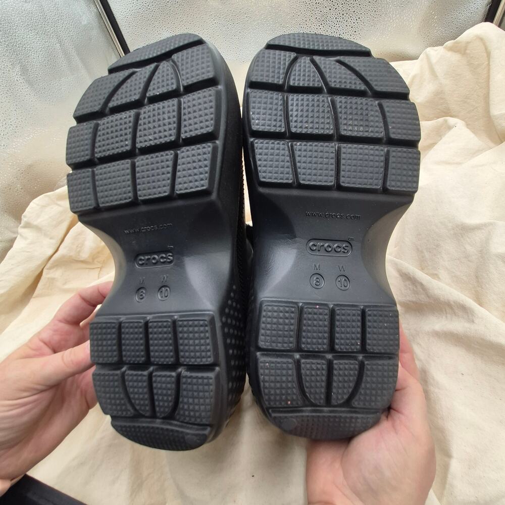 CROCS Black Platform Faux-Fur Lined Winter Rain Clogs - Picture 5 of 5